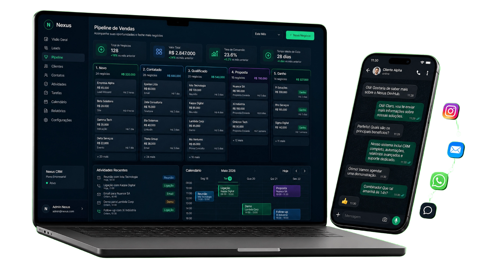Nexus DevHub | CRM com IA, Automação e Tráfego